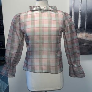 NWT Simon’s -and April sheer plaid blouse